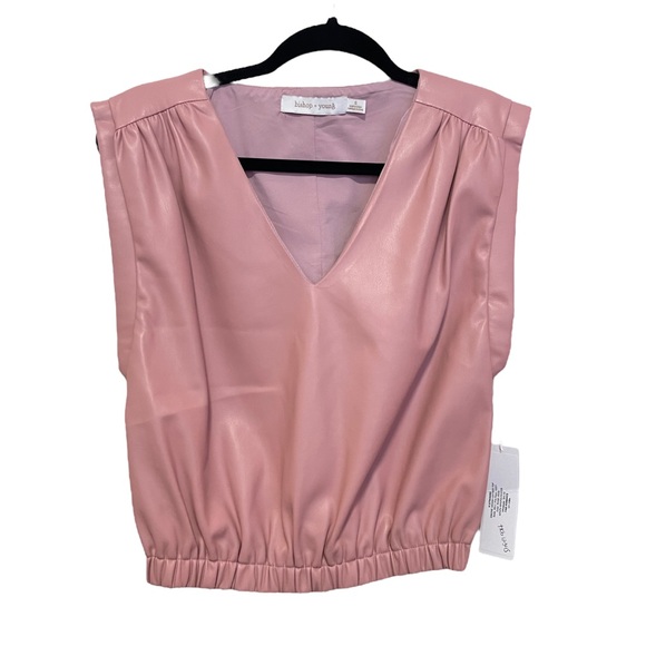 bishop + young Tops - Anthropologie Bishop + Young  SOFT Faux Leather Pink Sleeveless Top Sz Small NWT